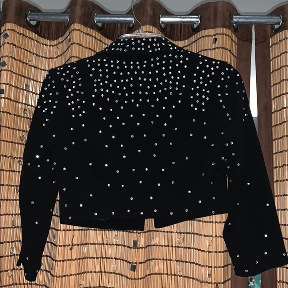 ✓ H&M EUC Bolero crop rhinestone jacket 4 black - Picture 7 of 16